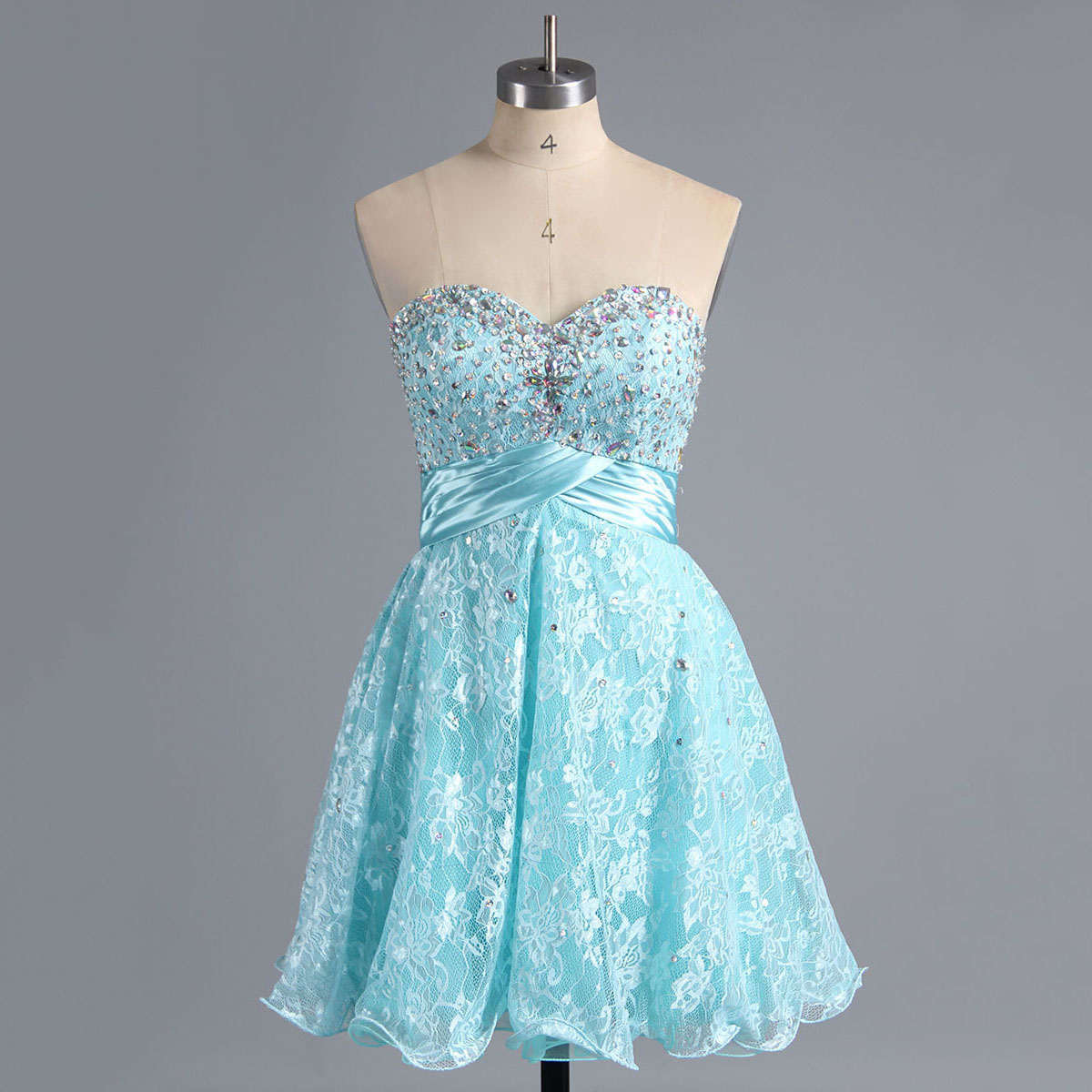 Sweet Ice Blue Lace Homecoming Dress Exquisite Sweetheart Short